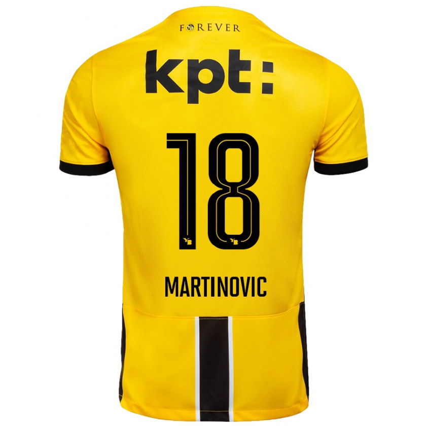 Kandiny Kinder Denis Martinovic #18 Gelb Schwarz Heimtrikot Trikot 2024/25 T-Shirt