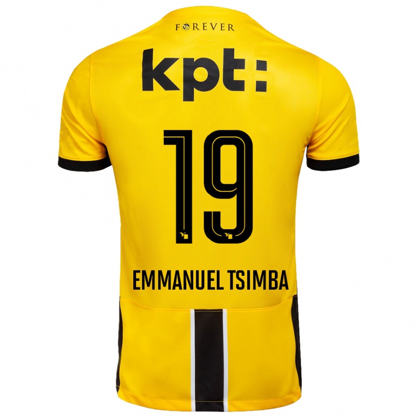 Kandiny Kinder Felix Emmanuel Tsimba #19 Gelb Schwarz Heimtrikot Trikot 2024/25 T-Shirt