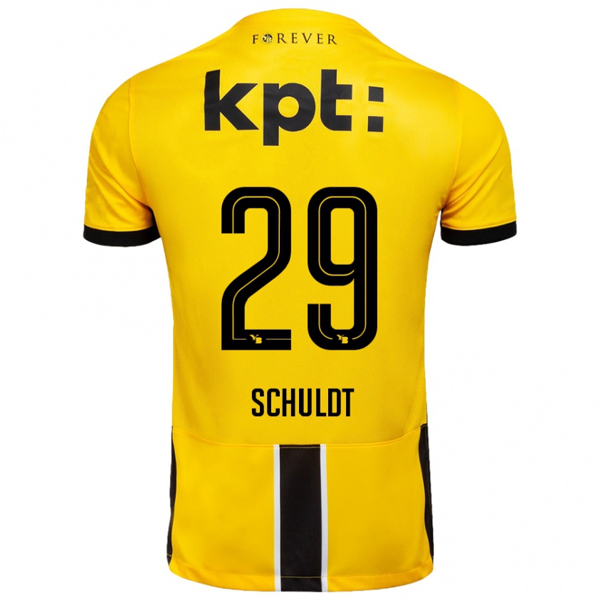 Kandiny Kinder Inga Schuldt #29 Gelb Schwarz Heimtrikot Trikot 2024/25 T-Shirt