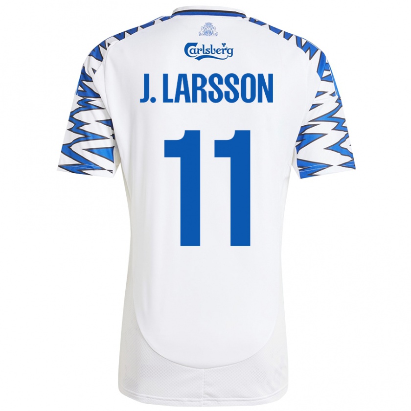 Kandiny Kinder Jordan Larsson #11 Weiß Himmelblau Heimtrikot Trikot 2024/25 T-Shirt