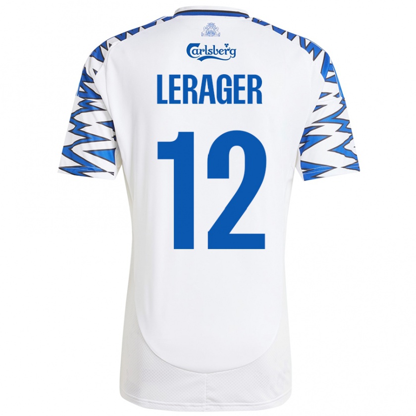 Kandiny Kinder Lukas Lerager #12 Weiß Himmelblau Heimtrikot Trikot 2024/25 T-Shirt