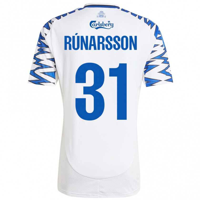 Kandiny Kinder Rúnar Alex Rúnarsson #31 Weiß Himmelblau Heimtrikot Trikot 2024/25 T-Shirt