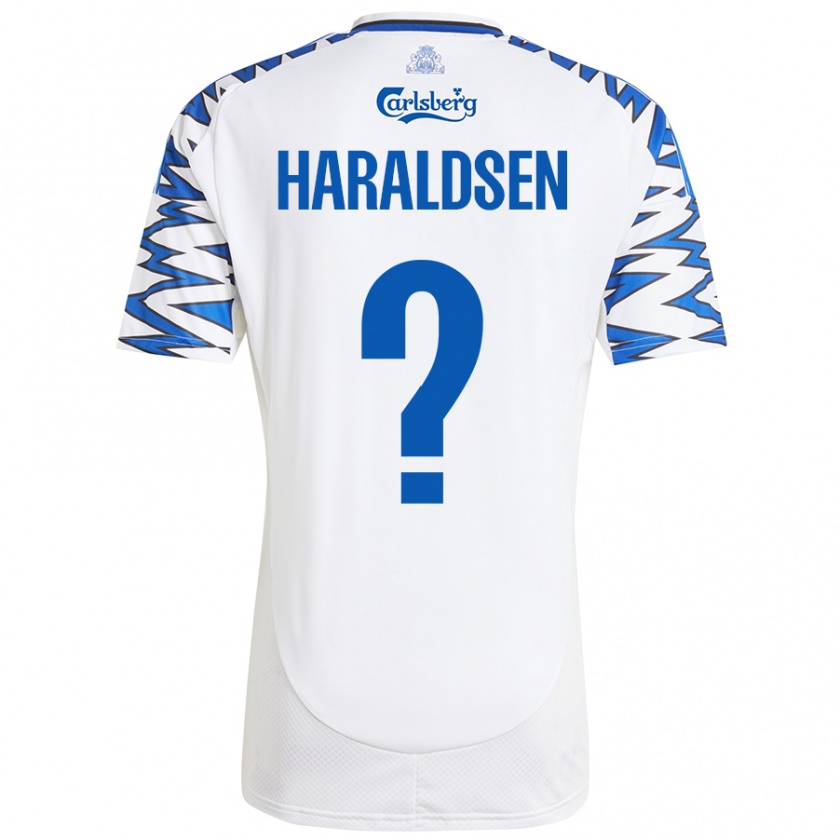 Kandiny Kinder Henrik Haraldsen #0 Weiß Himmelblau Heimtrikot Trikot 2024/25 T-Shirt