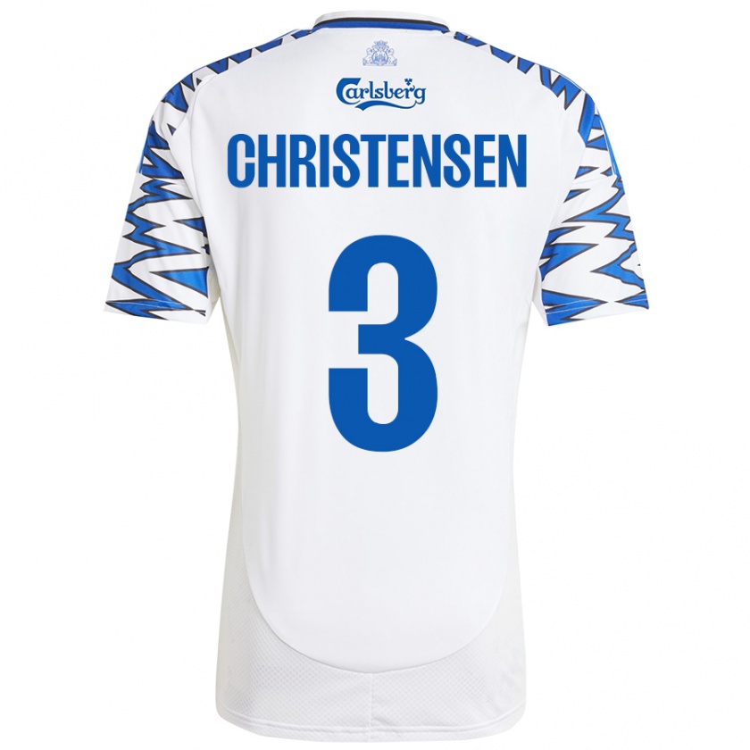 Kandiny Kinder Sebastian Christensen #3 Weiß Himmelblau Heimtrikot Trikot 2024/25 T-Shirt