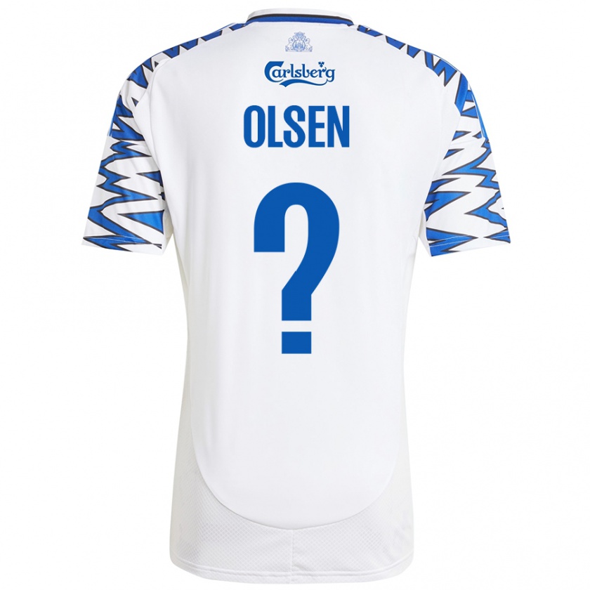 Kandiny Kinder Gunnar Olsen #0 Weiß Himmelblau Heimtrikot Trikot 2024/25 T-Shirt