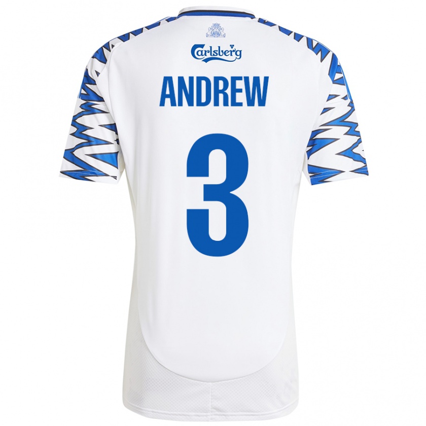 Kandiny Kinder Tristan Andrew #3 Weiß Himmelblau Heimtrikot Trikot 2024/25 T-Shirt