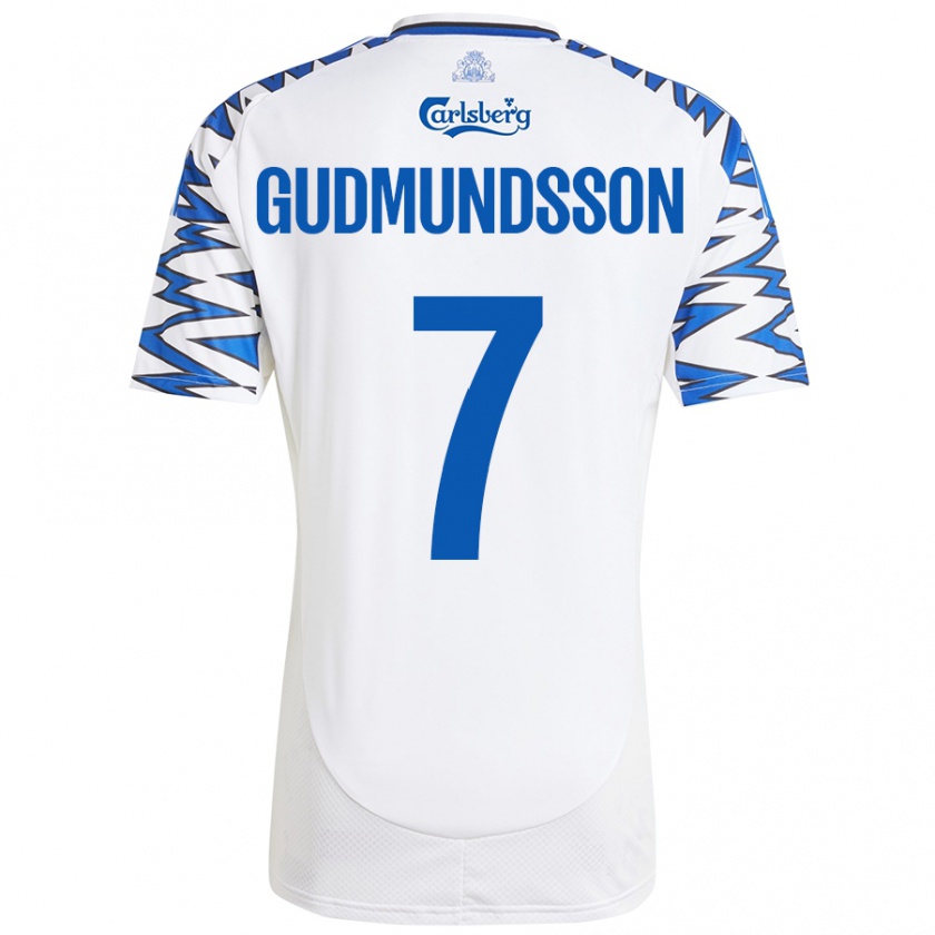 Kandiny Kinder Galdur Gudmundsson #7 Weiß Himmelblau Heimtrikot Trikot 2024/25 T-Shirt