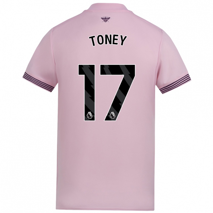 Kandiny Kinder Ivan Toney #17 Rosa Auswärtstrikot Trikot 2024/25 T-Shirt