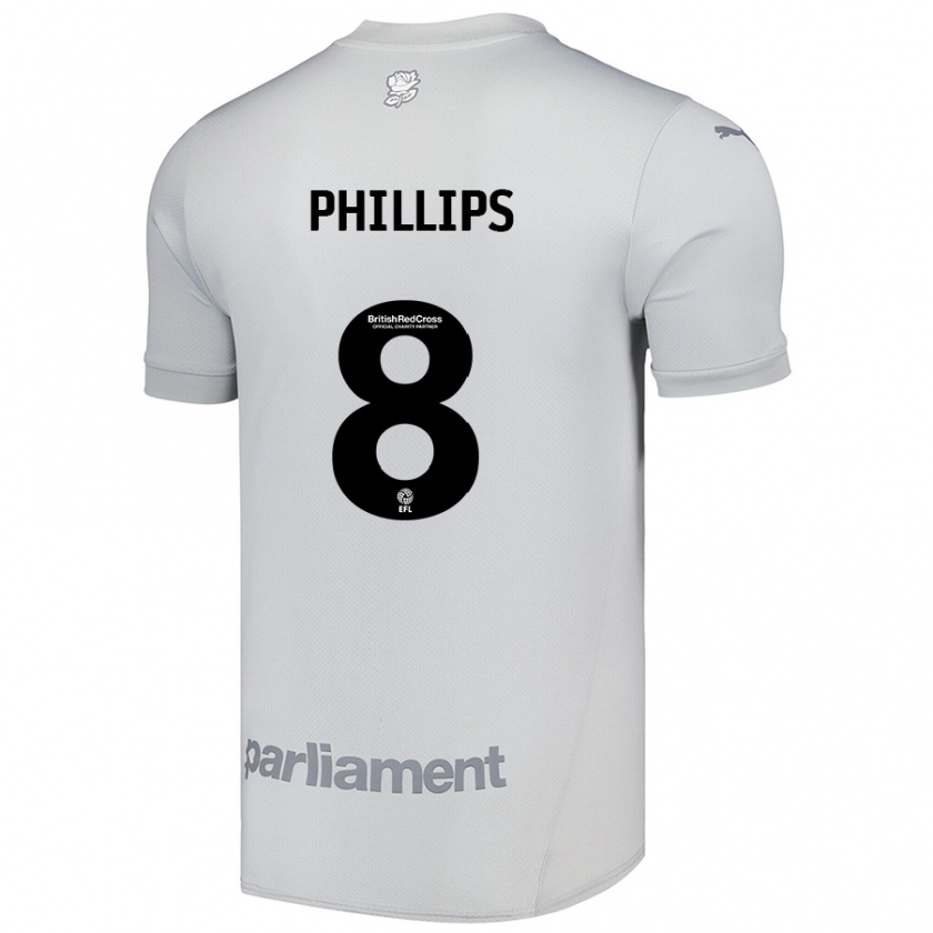 Kandiny Kinder Adam Phillips #8 Silbergrau Auswärtstrikot Trikot 2024/25 T-Shirt