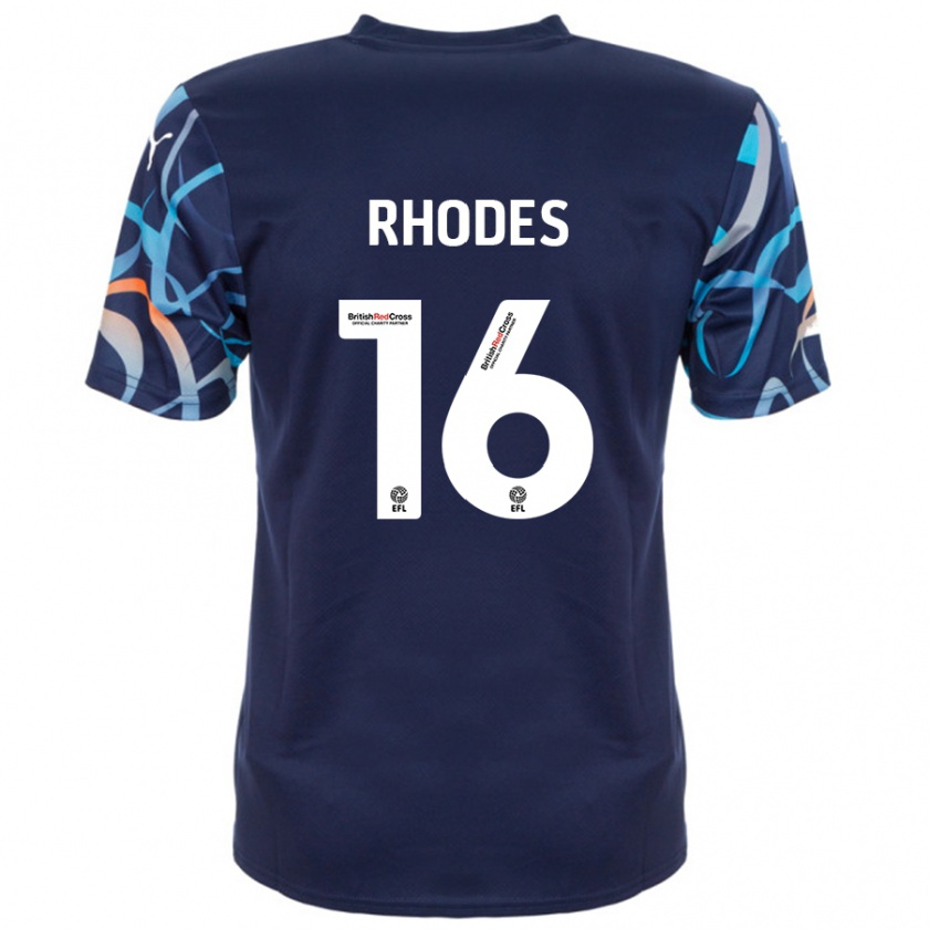 Kandiny Kinder Jordan Rhodes #16 Marineblau Auswärtstrikot Trikot 2024/25 T-Shirt