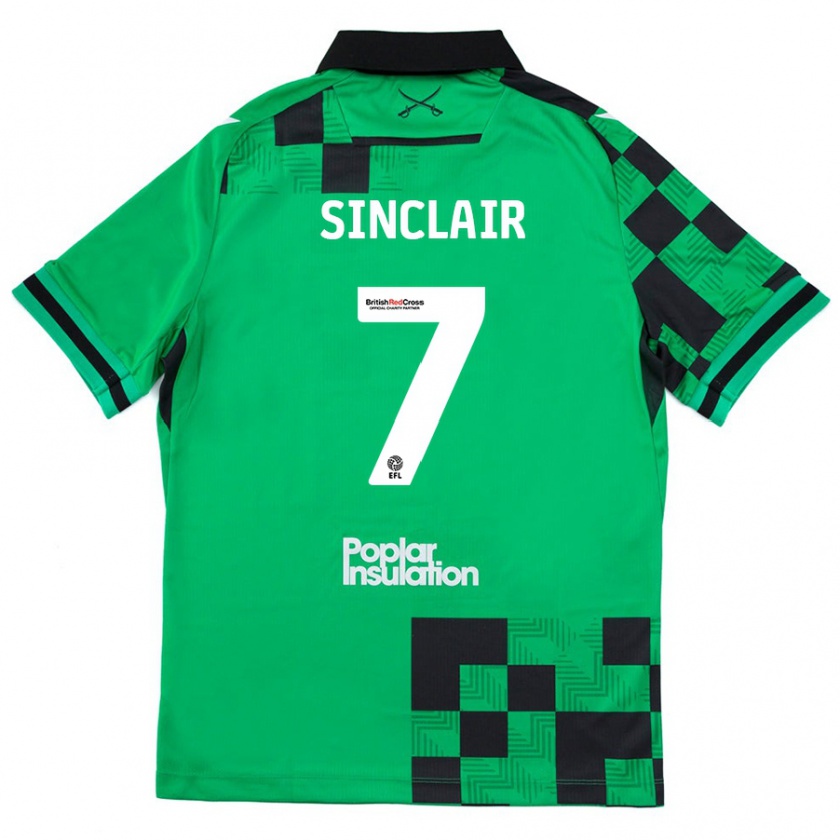 Kandiny Kinder Scott Sinclair #7 Grün Schwarz Auswärtstrikot Trikot 2024/25 T-Shirt