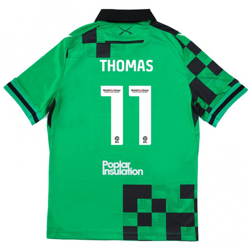 Kandiny Kinder Luke Thomas #11 Grün Schwarz Auswärtstrikot Trikot 2024/25 T-Shirt