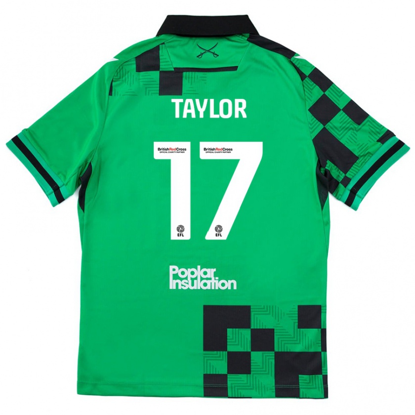 Kandiny Kinder Connor Taylor #17 Grün Schwarz Auswärtstrikot Trikot 2024/25 T-Shirt