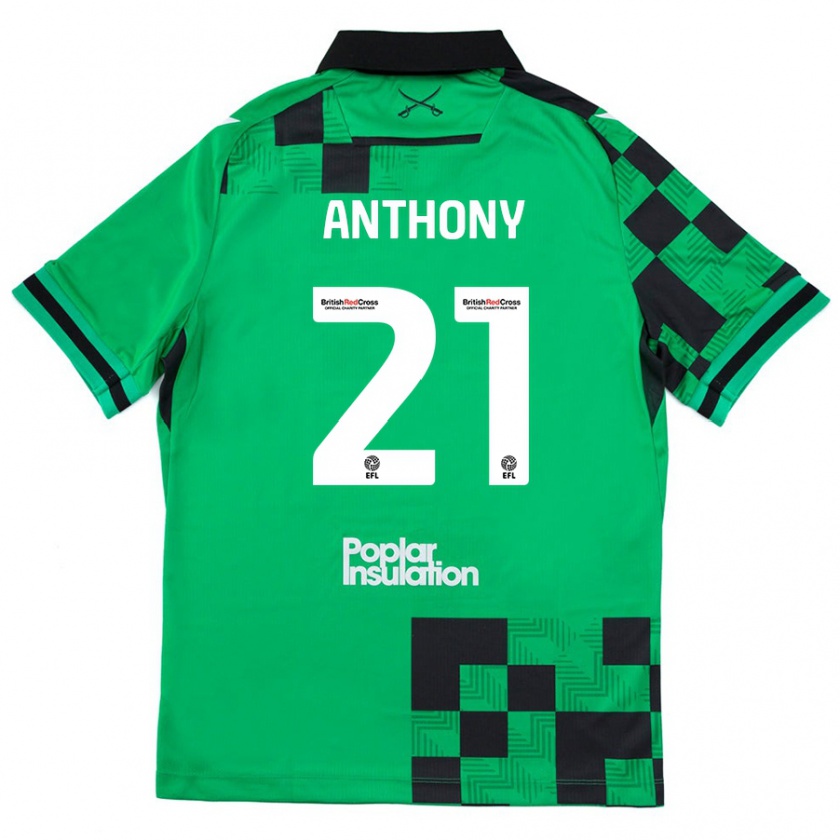 Kandiny Kinder Micah Anthony #21 Grün Schwarz Auswärtstrikot Trikot 2024/25 T-Shirt