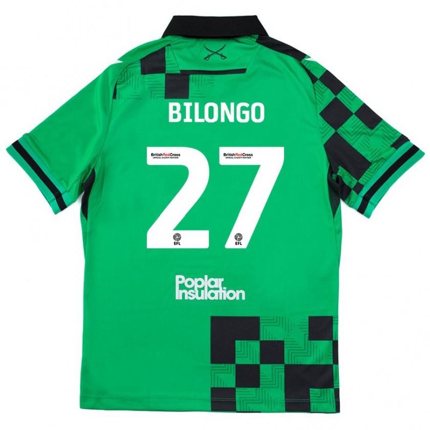 Kandiny Kinder Bryant Bilongo #27 Grün Schwarz Auswärtstrikot Trikot 2024/25 T-Shirt