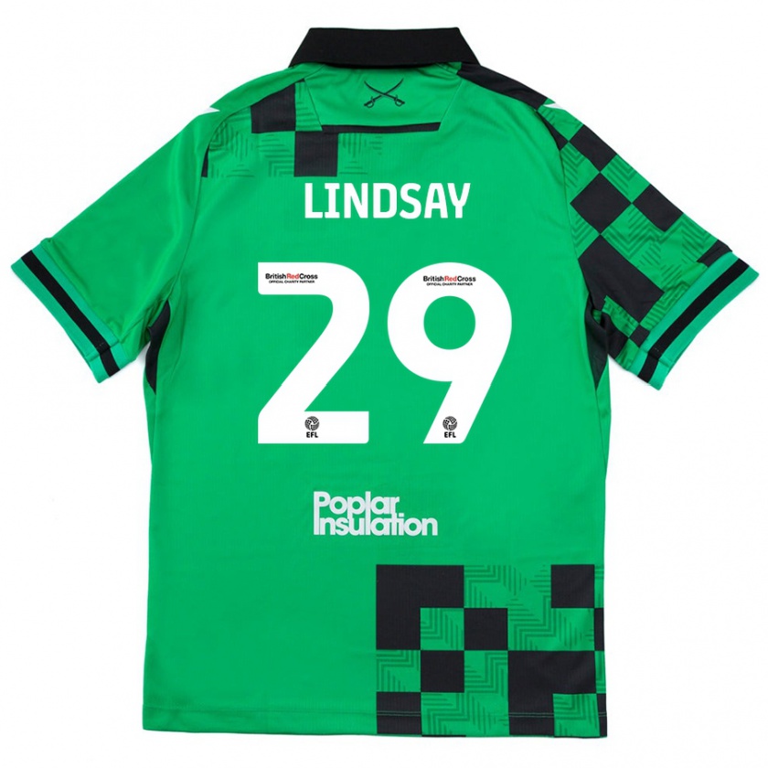 Kandiny Kinder Jamie Lindsay #29 Grün Schwarz Auswärtstrikot Trikot 2024/25 T-Shirt