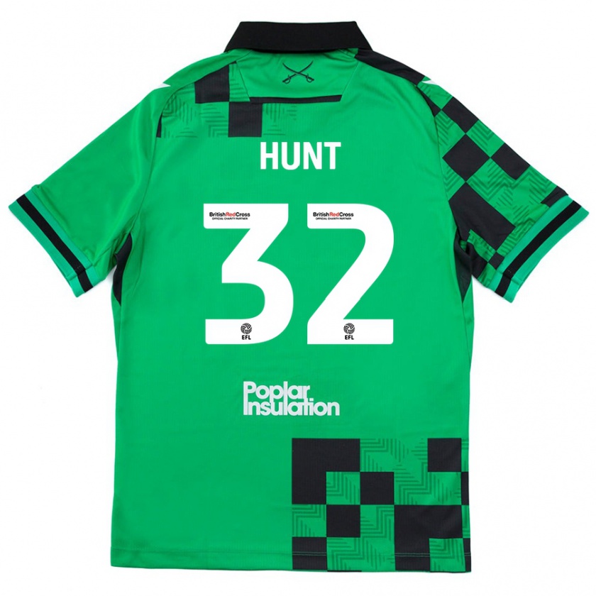 Kandiny Kinder Jack Hunt #32 Grün Schwarz Auswärtstrikot Trikot 2024/25 T-Shirt