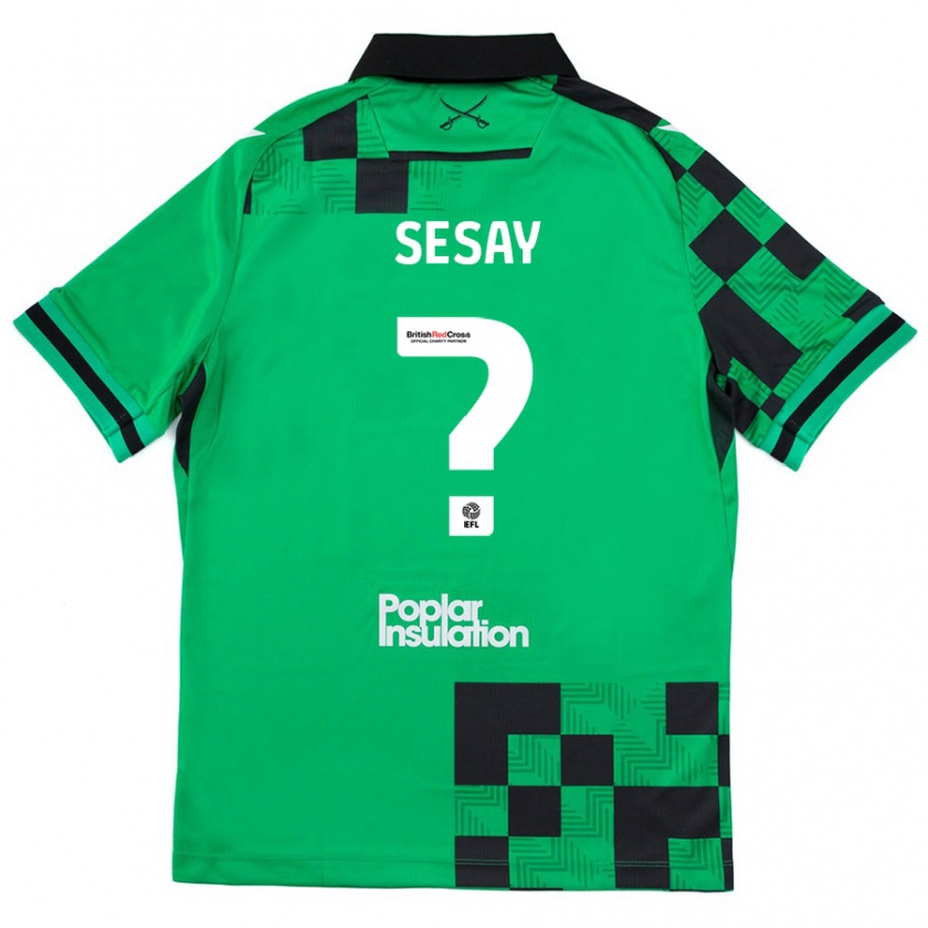 Kandiny Kinder Malik Sesay #0 Grün Schwarz Auswärtstrikot Trikot 2024/25 T-Shirt