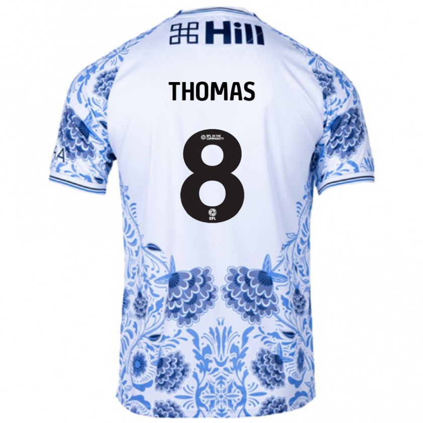 Kandiny Kinder George Thomas #8 Weiß Blau Auswärtstrikot Trikot 2024/25 T-Shirt