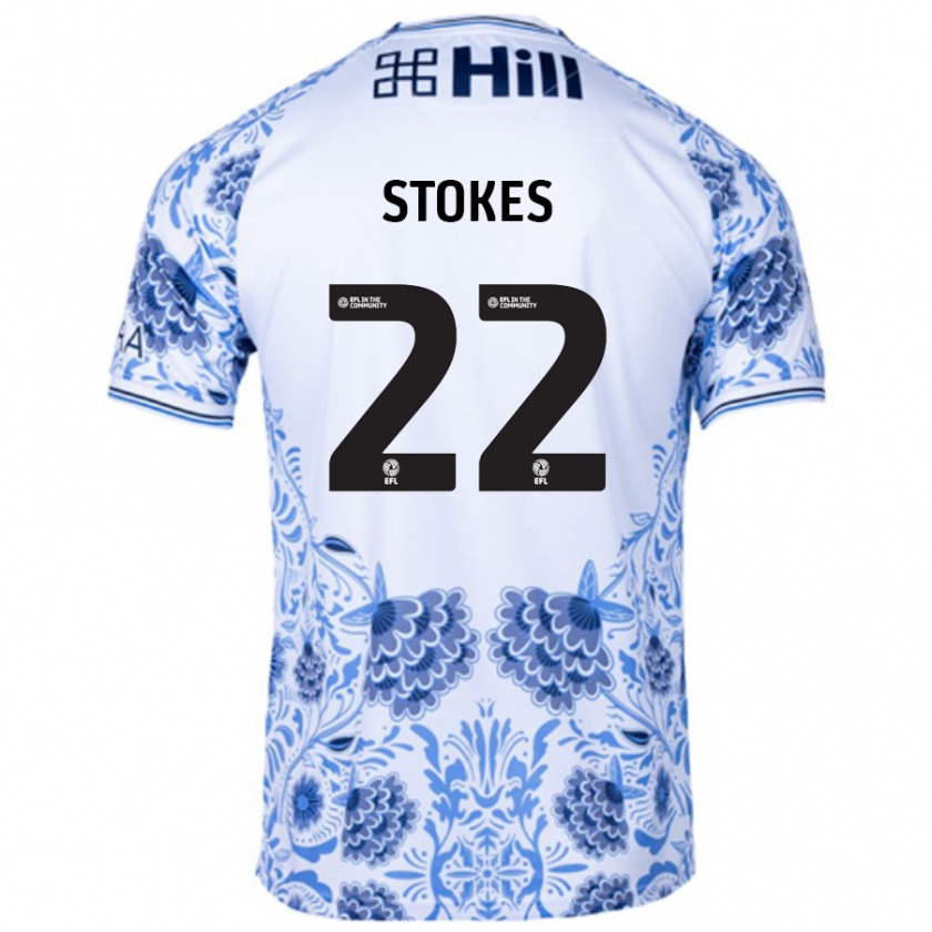 Kandiny Kinder Josh Stokes #22 Weiß Blau Auswärtstrikot Trikot 2024/25 T-Shirt