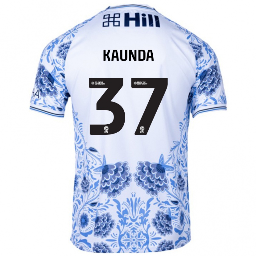 Kandiny Kinder Amaru Kaunda #37 Weiß Blau Auswärtstrikot Trikot 2024/25 T-Shirt