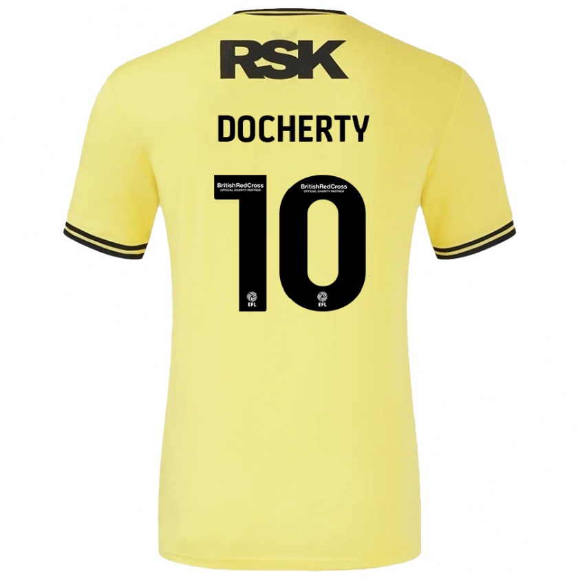 Kandiny Kinder Greg Docherty #10 Gelb Schwarz Auswärtstrikot Trikot 2024/25 T-Shirt