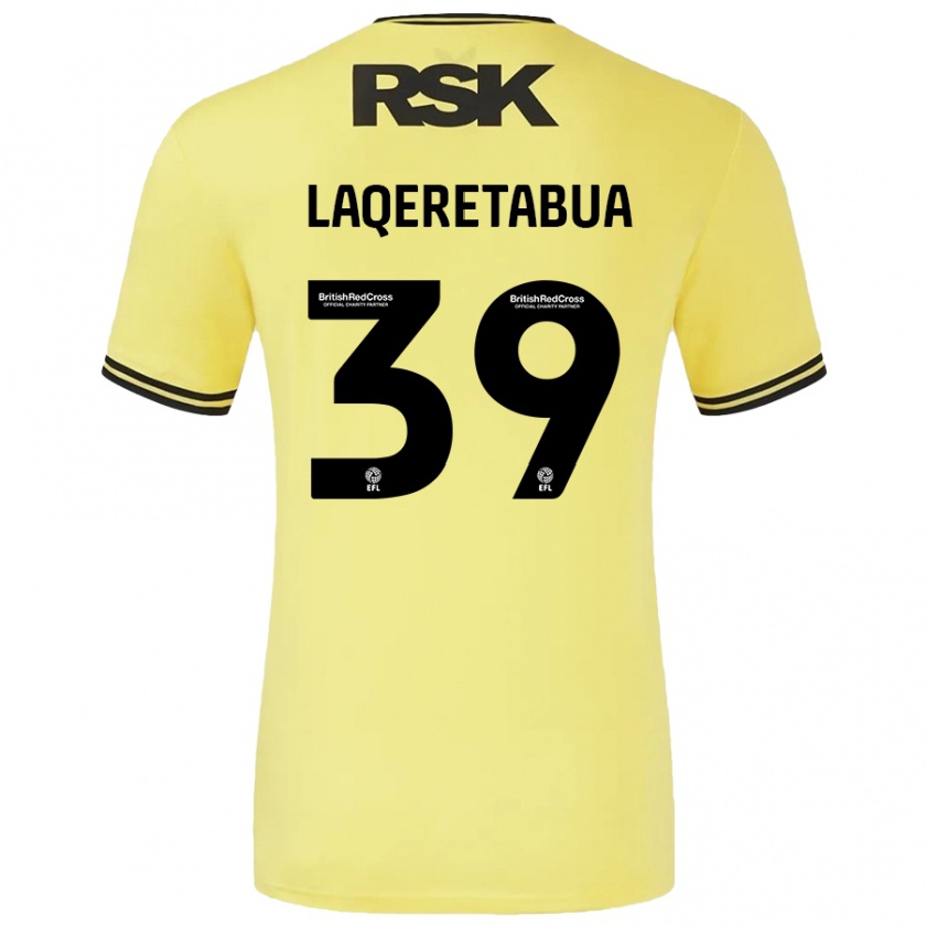 Kandiny Kinder Josh Laqeretabua #39 Gelb Schwarz Auswärtstrikot Trikot 2024/25 T-Shirt