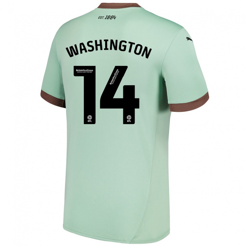 Kandiny Kinder Conor Washington #14 Blassgrün Auswärtstrikot Trikot 2024/25 T-Shirt