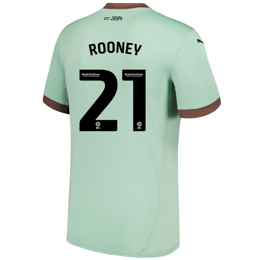 Kandiny Kinder Jake Rooney #21 Blassgrün Auswärtstrikot Trikot 2024/25 T-Shirt