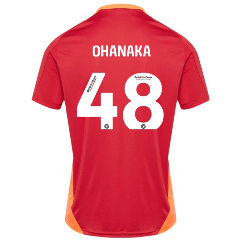 Kandiny Kinder Santino Ohanaka #48 Blau Cremeweiß Auswärtstrikot Trikot 2024/25 T-Shirt