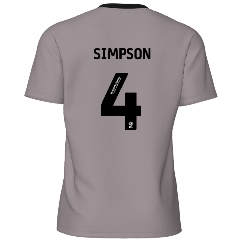 Kandiny Kinder Jack Simpson #4 Grau Auswärtstrikot Trikot 2024/25 T-Shirt