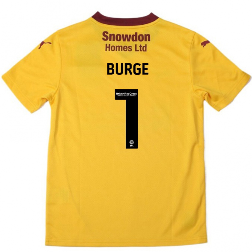 Kandiny Kinder Lee Burge #1 Orange Burgunderrot Auswärtstrikot Trikot 2024/25 T-Shirt