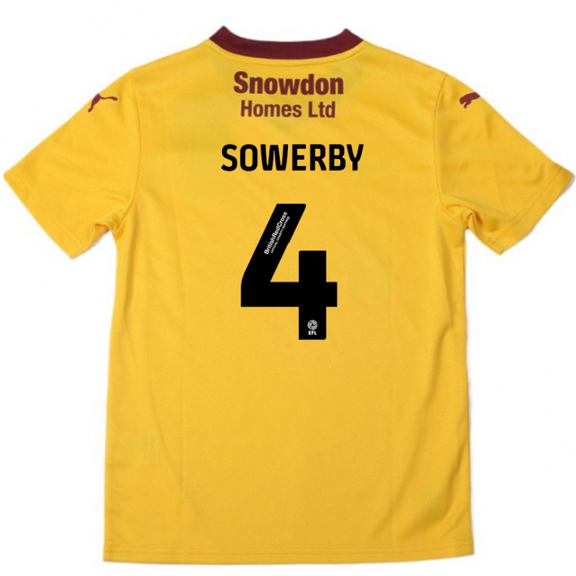 Kandiny Kinder Jack Sowerby #4 Orange Burgunderrot Auswärtstrikot Trikot 2024/25 T-Shirt