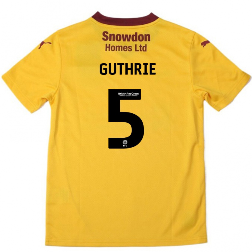 Kandiny Kinder Jon Guthrie #5 Orange Burgunderrot Auswärtstrikot Trikot 2024/25 T-Shirt