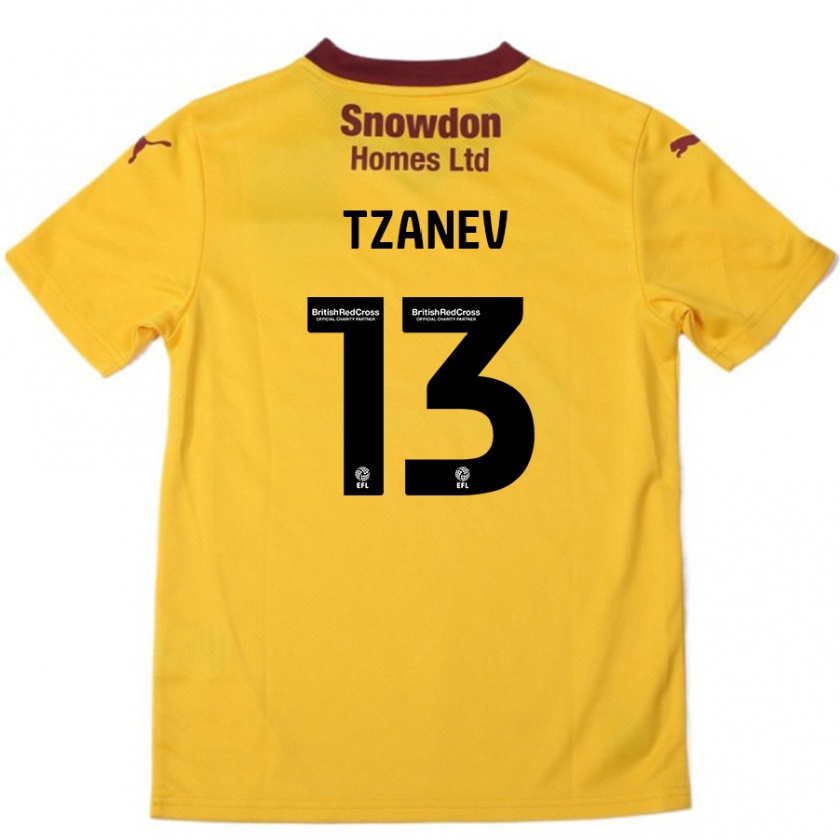 Kandiny Kinder Nik Tzanev #13 Orange Burgunderrot Auswärtstrikot Trikot 2024/25 T-Shirt