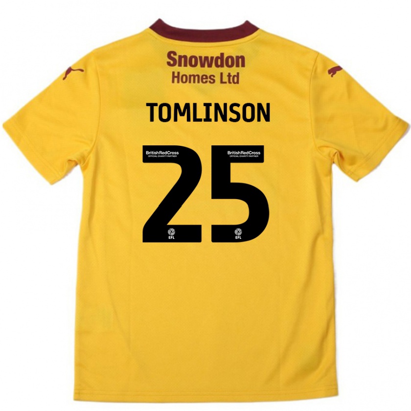 Kandiny Kinder Josh Tomlinson #25 Orange Burgunderrot Auswärtstrikot Trikot 2024/25 T-Shirt