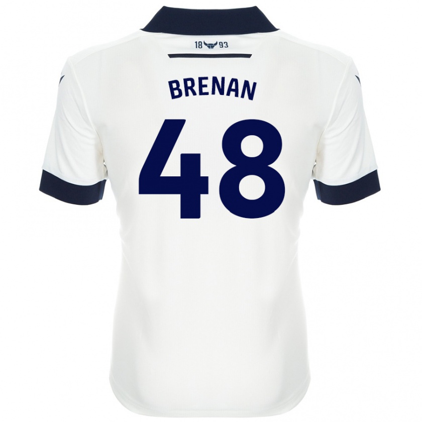 Kandiny Kinder Tobias Brenan #48 Weiß Marineblau Auswärtstrikot Trikot 2024/25 T-Shirt