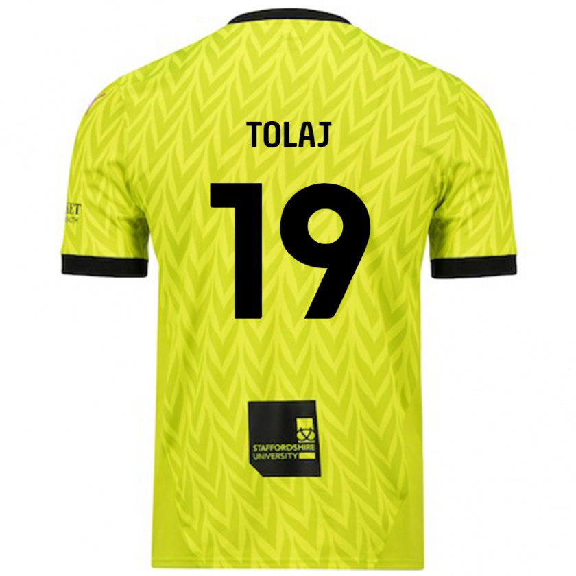 Kandiny Kinder Lorent Tolaj #19 Fluoreszierend Grün Auswärtstrikot Trikot 2024/25 T-Shirt