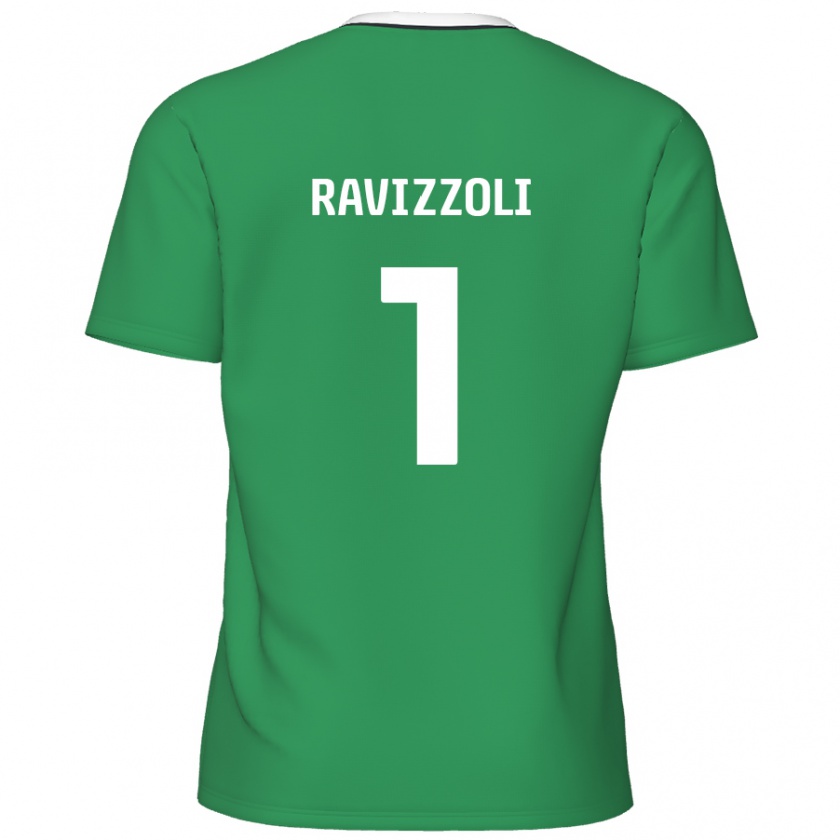 Kandiny Kinder Franco Ravizzoli #1 Grün Weiße Streifen Auswärtstrikot Trikot 2024/25 T-Shirt