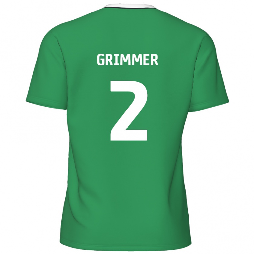 Kandiny Kinder Jack Grimmer #2 Grün Weiße Streifen Auswärtstrikot Trikot 2024/25 T-Shirt