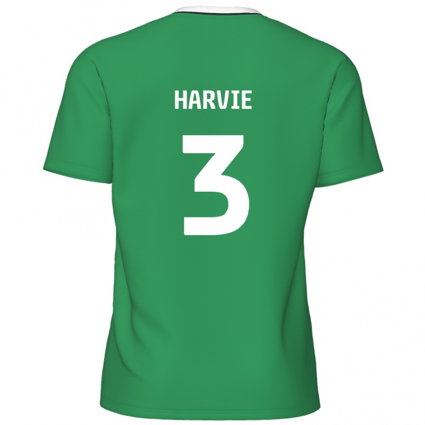 Kandiny Kinder Daniel Harvie #3 Grün Weiße Streifen Auswärtstrikot Trikot 2024/25 T-Shirt