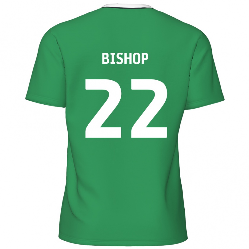 Kandiny Kinder Nathan Bishop #22 Grün Weiße Streifen Auswärtstrikot Trikot 2024/25 T-Shirt