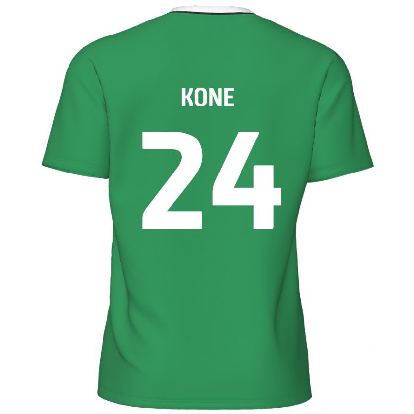 Kandiny Kinder Richard Kone #24 Grün Weiße Streifen Auswärtstrikot Trikot 2024/25 T-Shirt