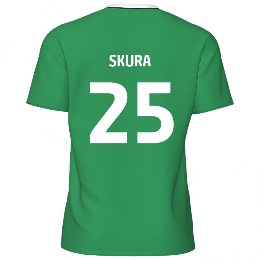 Kandiny Kinder Declan Skura #25 Grün Weiße Streifen Auswärtstrikot Trikot 2024/25 T-Shirt