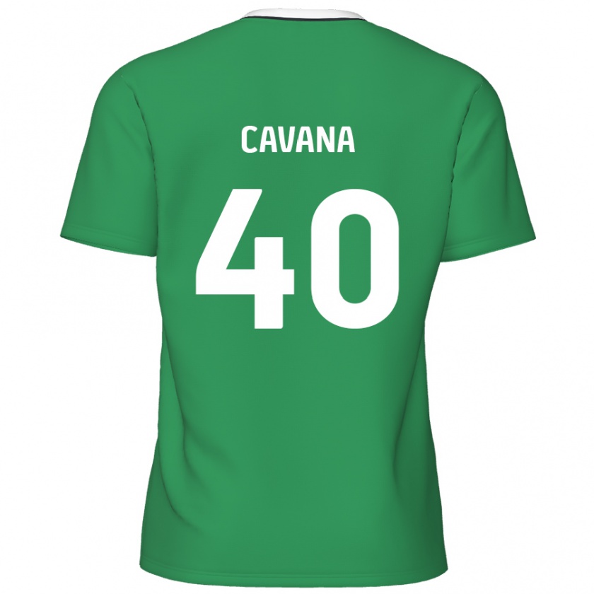 Kandiny Kinder Max Cavana #40 Grün Weiße Streifen Auswärtstrikot Trikot 2024/25 T-Shirt