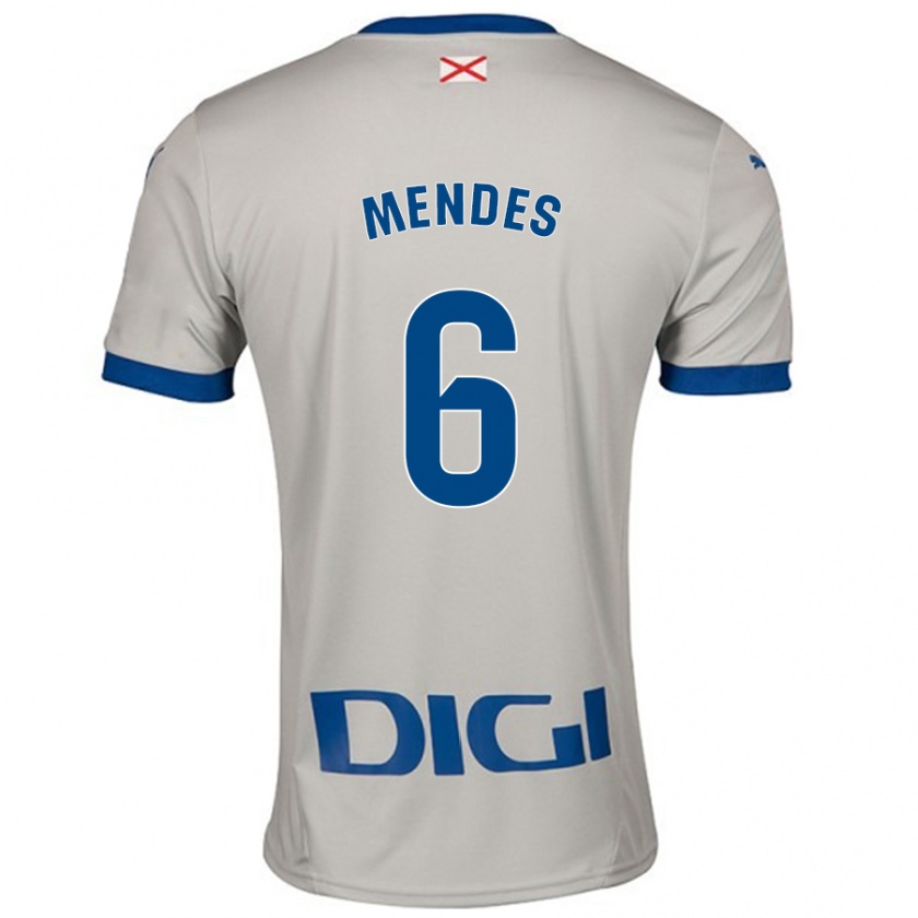 Kandiny Kinder Tomás Mendes #6 Hellgrau Auswärtstrikot Trikot 2024/25 T-Shirt