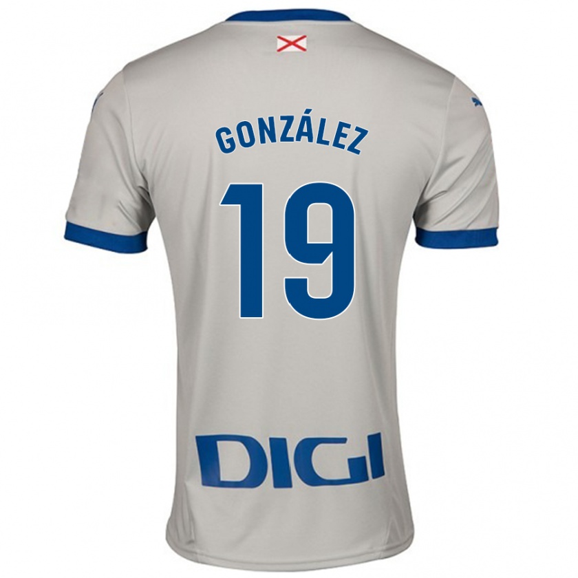 Kandiny Kinder Aimar González #19 Hellgrau Auswärtstrikot Trikot 2024/25 T-Shirt