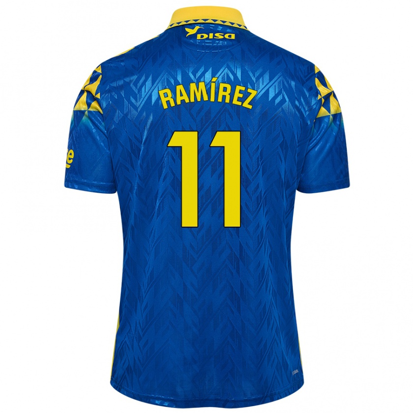 Kandiny Kinder Benito Ramírez #11 Blau Gelb Auswärtstrikot Trikot 2024/25 T-Shirt