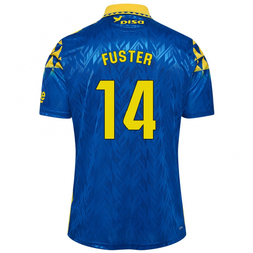 Kandiny Kinder Manu Fuster #14 Blau Gelb Auswärtstrikot Trikot 2024/25 T-Shirt