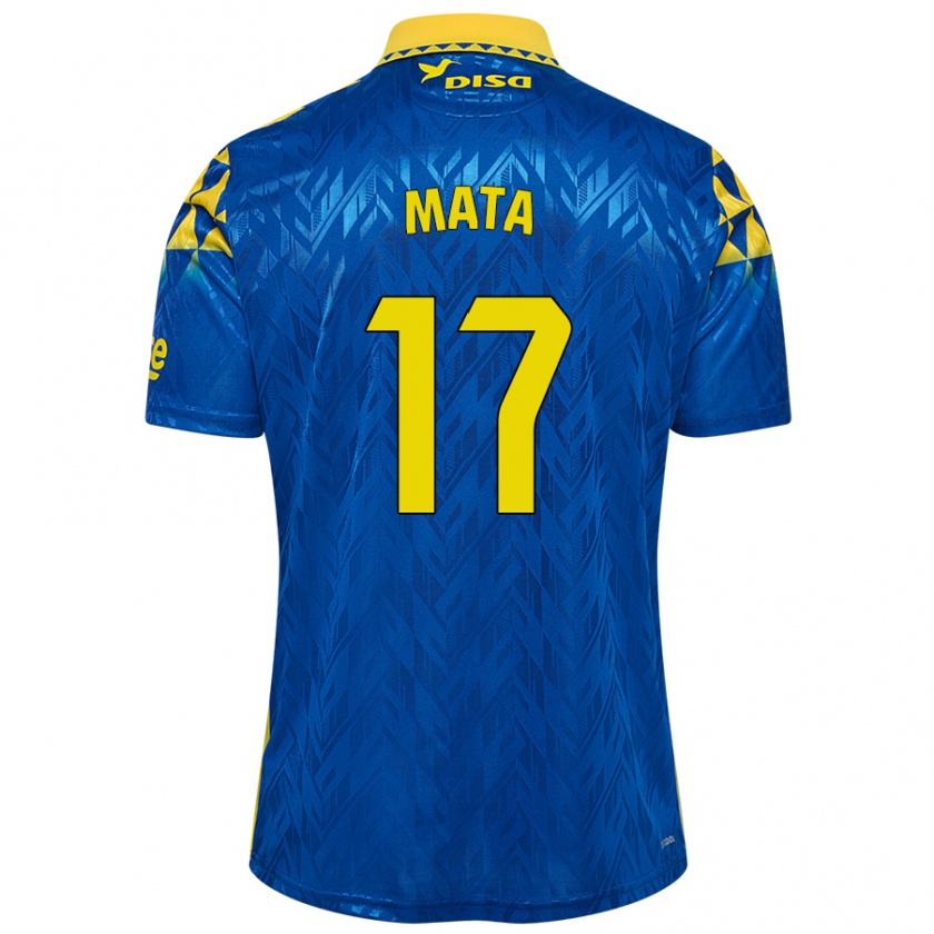 Kandiny Kinder Jaime Mata #17 Blau Gelb Auswärtstrikot Trikot 2024/25 T-Shirt